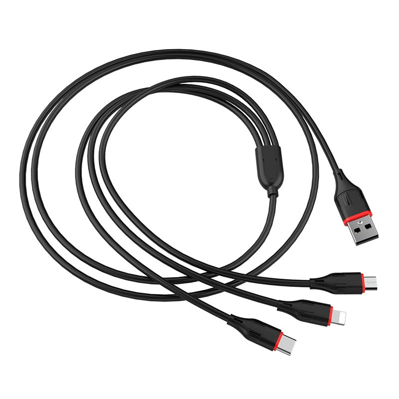 Câble de chargement 3 en 1 USB-A vers Lightning Micro USB USB-C (1 m) Câble de chargement 3 en 1 USB-A vers Lightning Micro USB USB-C (1 m)